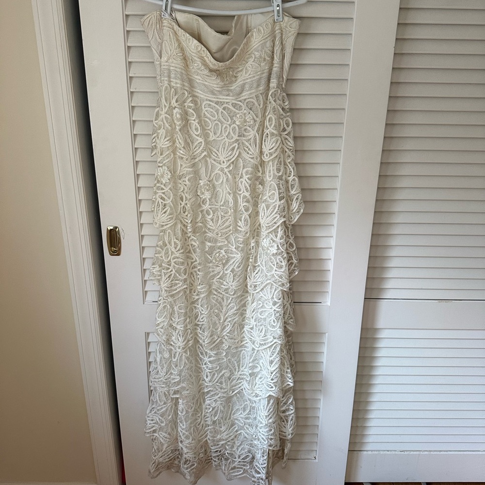 Sue Wong Strapless Cream Lace Dress